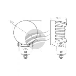 Ignite LED Round Worklamp Flood Beam 60 9-36V 40W 4 LEDs Black