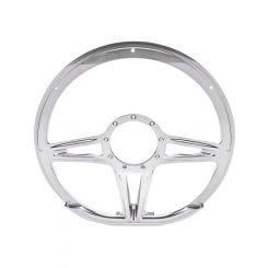 Billet Specialties Steering Wheel D-Shape 14" Dia 2" Dish 3-Spoke Polished