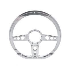 Billet Specialties Steering Wheel D-Shaped 14" Dia 3 Spoke 2" Dish Polished