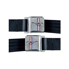 Drake Seat Belt Lap Latch Buckle Bolt-On Mount Emblem For Ford Mustang