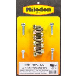 Milodon Oil Pan Bolt Kit Hex Head Chromoly Plated For GM LS-Series Kit 