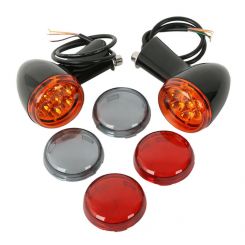Attitude Turn Signal Indicator Lights Front Black For Harley Davidson 15-20 Set