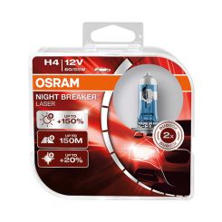 Osram Pkt 1 H4 Night Breaker Laser +150% Halogen Globe 12V 60/55W