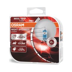 Osram Pkt 2 H11 Night Breaker Laser +150% Halogen Globe 12V 55W