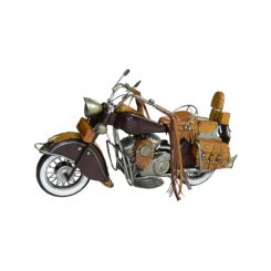 Boyle Handmade Indian Motorbike with Leatherette Handles Brown 36cm