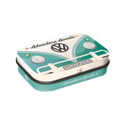 Nostalgic-Art Licensed Product Metal Mint Box VW Bulli Adventure Awaits 4x6x2cm