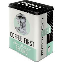 Nostalgic-Art Licensed Product Tin Box Large Coffee First White 10x14x20cm 3L