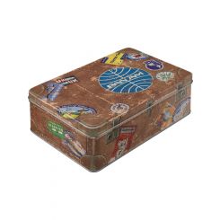 Nostalgic-Art Licensed Product Flat Tin PanAm Travel Stickers Brown 16x7cm 2.5L