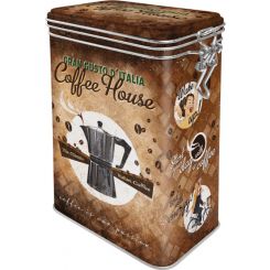 Nostalgic-Art Licensed Clip Top Tin Coffee House Brown 7.5x11x17.5cm 1.3L