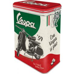 Nostalgic-Art Licensed Clip Top Tin Vespa The Italian Classic Multi 17.5cm 1.3L