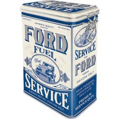 Nostalgic-Art Licensed Clip Top Tin Ford Fuel & Service White 7.5x11x17.5cm 1.3L