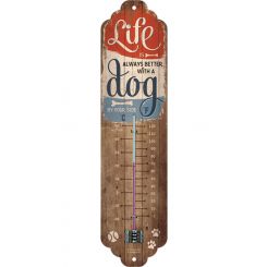 Nostalgic-Art Licensed Thermometer Life is better with a Dog Brown 2x6.5x28 cm