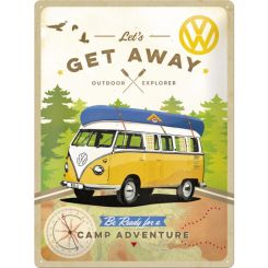 Nostalgic-Art Licensed Large Metal Sign VW Bulli Let's Get Away! 30cmx40cm
