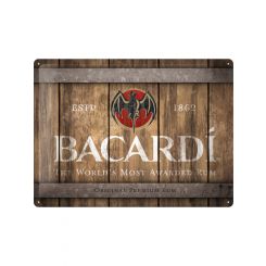 Nostalgic-Art Licensed Large Metal Sign Bacardi Wood Barrel Logo 30cmx40cm