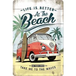 Nostalgic-Art Licensed Product Medium Metal Sign VW Bulli Beach 20cm W x 30cm L