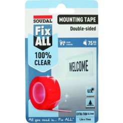 Soudal Fix ALL Clear Double Sided Mounting Tape 19mm x 1.5M Translucent