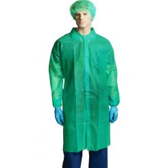 Bastion Polypropylene Labcoat Shirt Collar No Pocket Green Medium