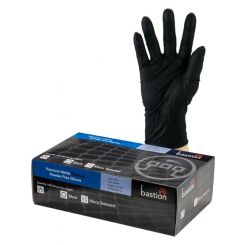 Bastion Premium Nitrile Powder Free Gloves Black Large Pack of 100