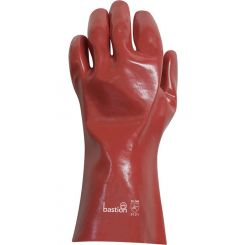 Bastion PVC Gloves 27cm Red Dipped Cotton Lined XL 10 Size Pair