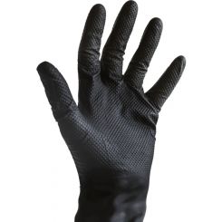 Bastion HD Nitrile Diamond Gloves Black Powder Free Medium Pack 50