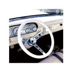 Mooneyes 13.5" Classic 3-Hole Spoke Steering Wheels White Vinyl