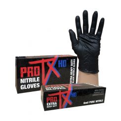 ProTX Extra Heavy Duty Black Nitrile Gloves Powder Free Large Pack of 100