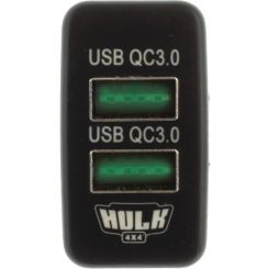 Hulk 4X4 Dual Usb Socket Qc3 Oe Rpl For Early Toyota Green Led 40x22mm