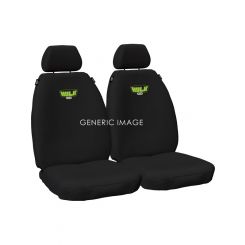 Hulk 4X4 Front Canvas Seat Covers For Hilux Single Cab 11/2015-On Black