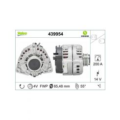 Valeo Alternator 14V w/ Free-Wheel Belt Pulley 65mm 4 Ribs Left 55
