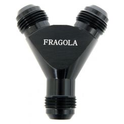 Fragola Y Fitting Flare To Flare Black Anodized -10 AN Male Threads