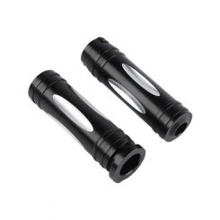 Attitude Handlebar Hand Grips Black Machined 1" For Harley Pair
