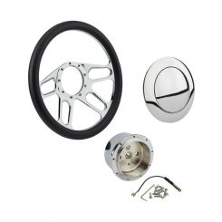 Proflow Billet 4 Slot Steering Wheel Kit 14'' Chrome/Black