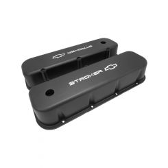 Proflow Valve Covers Tall Cast Black Stroker Bowtie Logo Pair