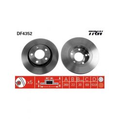 2 x TRW Disc Brake Rotors 269mm