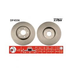 2 x TRW Disc Brake Rotors 316mm