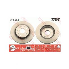 2 x TRW Disc Brake Rotors 280mm