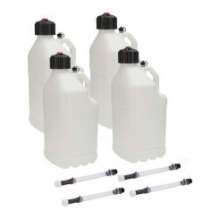 Allstar Performance Utility Jug 5 Gal w/ Filler Hose Clear Pack 4