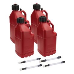 Allstar Performance Utility Jug 5 Gal w/ Filler Hose Red Pack of 4