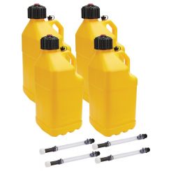 Allstar Performance Utility Jug 5 Gal w/ Filler Hose Yellow Pack 4