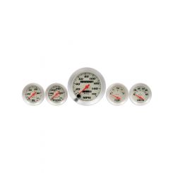 Equus 5-Piece Gauge Set White Face/Silver Bezel