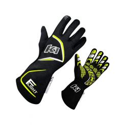 K1 Racegear Flight Driving Gloves Large Black-Flo Yellow