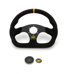 OMP Racing Super Quadro Steering Wheel Black Spokes Suede