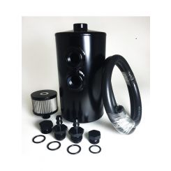 Prosport Gauges Catch Can Dual Inlet Black Aluminum -10an ORB