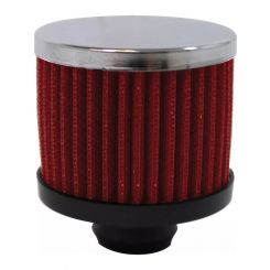 Racing Power Valve Cover Breather 3in Tall Push In Chrome/Red