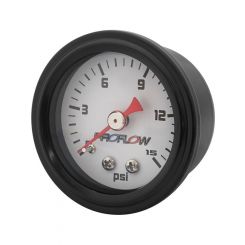 Proflow Fuel Pressure Gauge 0-15PSI Black / White Face 40mm