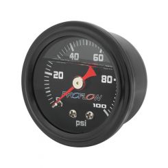 Proflow Fuel Pressure Gauge 0-100PSI Black Face Liquid Filled