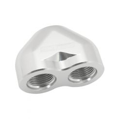 Aeroflow Billet 3 Port ORB U-Block Silver 2 x -12 ORB 1 x -16 ORB