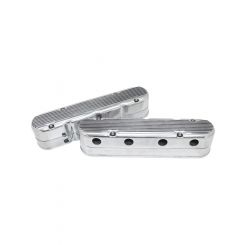 Aeroflow 2 Piece Retro Finned Valve Cover Set Polished For GM LS