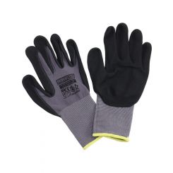 Aeroflow Large Mechanic Gloves One Pair Black Nitrile Foam
