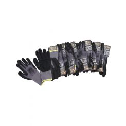Aeroflow Large Mechanic Gloves Twelve Pairs Black Nitrile Foam